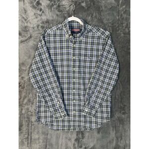 Vineyard Vines Tucker Shirt Mens Medium Blue Green Plaid Button Down Cotton Logo